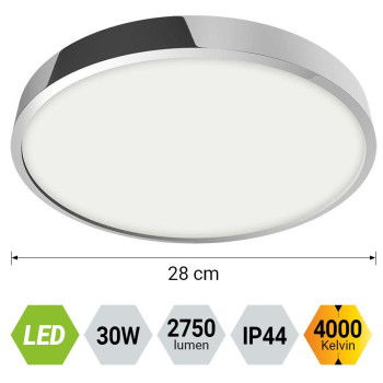 Emithor Lenys króm-fehér vízvédett LED mennyezeti lámpa (EMI-49050) LED 1 izzós IP44