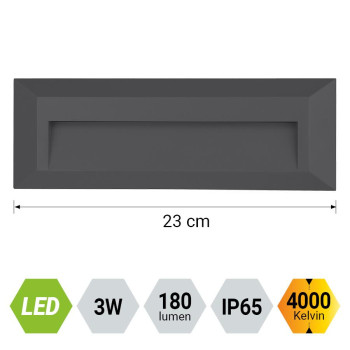 Emithor Radix szürke kültéri LED lépcsővilágító lámpa (EMI-48327) LED 1 izzós IP65