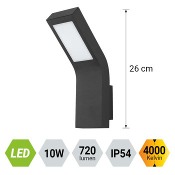 Emithor Soy fekete-fehér vízvédett LED kültéri fali lámpa (PRE-65300) LED 1 izzós IP54