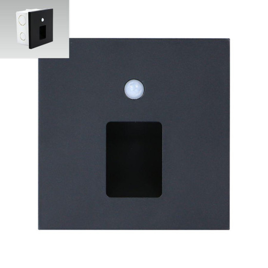 Emithor Step fekete-fehér LED mozgásérzékelős lépcsővilágító lámpa (EMI-70424) LED 1 izzós IP20