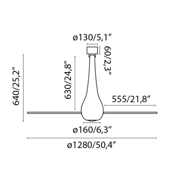 Faro Eterfan M piros-átlátszó LED mennyezeti csillár ventilátor (FAR-32005-9) LED 1 izzós IP20