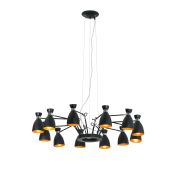 Faro Retro fekete-króm függesztett lámpa (FAR-20048) E14 12 izzós IP20