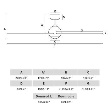 Faro Sfera M fekete fényforrás nélküli mennyezeti ventilátor (FAR-34273WP)   IP20