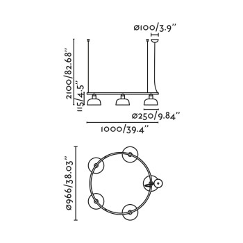 Faro Tatawin circular fekete függesztett lámpa (FAR-20343-120-5L) E27 5 izzós IP20