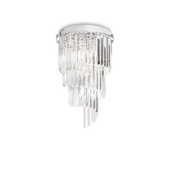 Ideal Lux Carlton króm-átlátszó kristály mennyezeti lámpa (IDE-168920) E14 8 izzós IP20