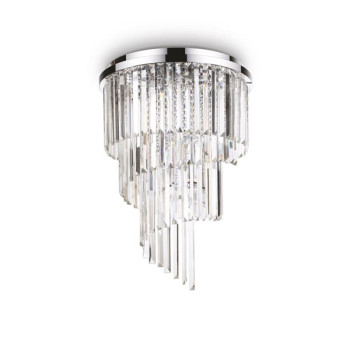 Ideal Lux Carlton króm-átlátszó kristály mennyezeti lámpa (IDE-168937) E14 12 izzós IP20
