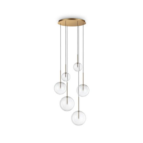 Ideal Lux Equinoxe sárgaréz-átlátszó csillár (IDE-317243) G4 6 izzós IP20