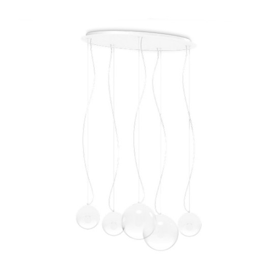 Ideal Lux Mapa Clear fehér-króm függesztett lámpa (IDE-346632) E27 5 izzós IP20