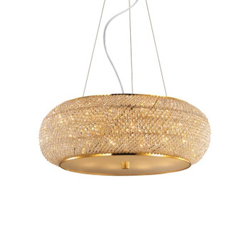 Ideal Lux Pashà arany-átlátszó kristály függesztett lámpa (IDE-082257) E14 10 égős IP20