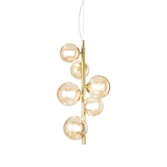 Ideal Lux Perlage sárgaréz-átlátszó függesztett lámpa (IDE-317793) G9 6 izzós IP20