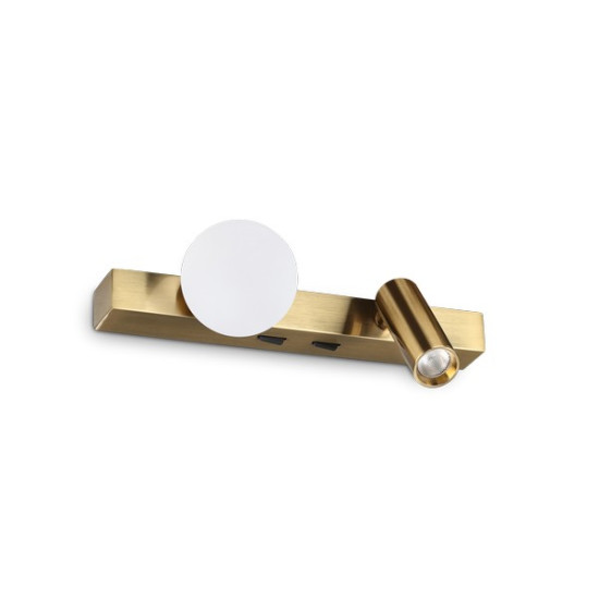 Ideal Lux Ping Pong sárgaréz-fehér LED fali lámpa (IDE-336671) LED 2 izzós IP20