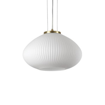 Ideal Lux Plissè fehér-sárgaréz függesztett lámpa (IDE-264547) E27 1 izzós IP20