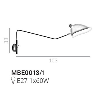 Italux Davis fekete falikar (IT-MBE0013/1) E27 1 izzós IP20