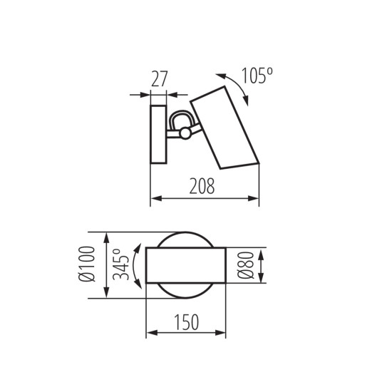 Kanlux Agzar EL fehér fali/mennyezeti lámpa (KAN-36255) E14 1 izzós IP20