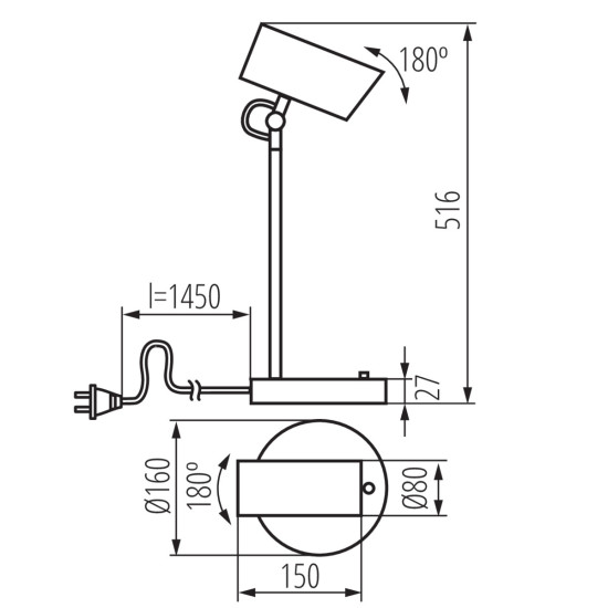 Kanlux Agzar fekete asztali lámpa (KAN-36250) E14 1 izzós IP20
