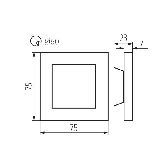 Kanlux Apus ezüst LED lépcsővilágító lámpa (KAN-23106) LED 1 izzós IP20