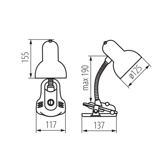 Kanlux Suzi ezüst csiptetős lámpa (KAN-7150) E27 1 izzós IP20
