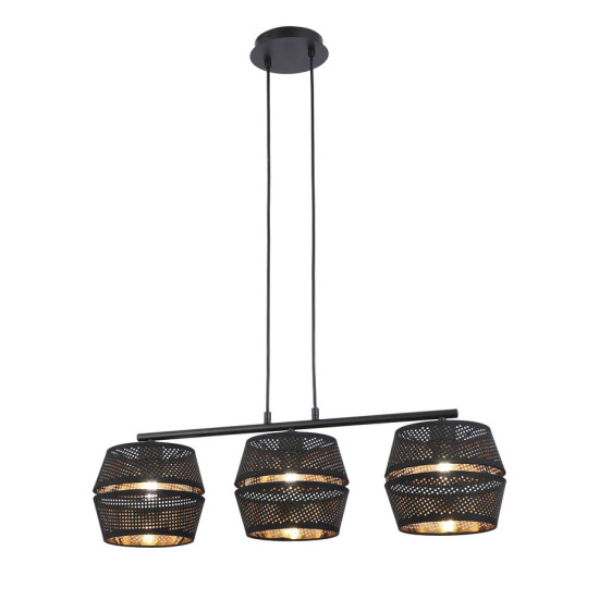 Klausen Freya SP3 fekete függesztett lámpa (KL113021) E27 3 izzós IP20