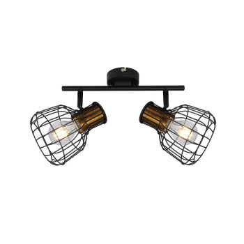 Klausen Grimy AP2 fekete-sárgaréz mennyezeti lámpa (KL162010) E27 2 izzós IP20