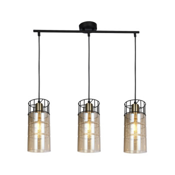 Klausen Ideal SP3 fekete-sárgaréz függesztett lámpa (KL113010) E27 3 izzós IP20