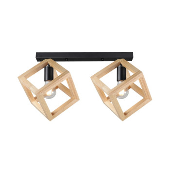 Klausen Rhombus PL2 fekete-natúr mennyezeti lámpa (KL100051) E27 2 izzós IP20