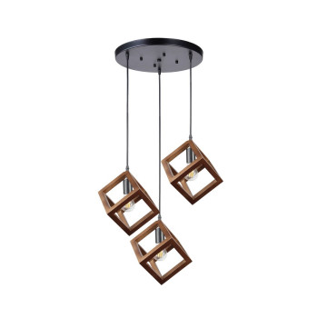 Klausen Rhombus R fekete-dió függesztett lámpa (KL113017) E27 3 izzós IP20