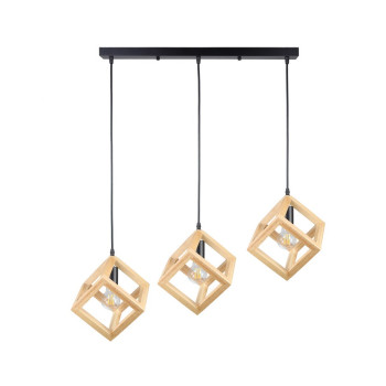 Klausen Rhombus SP3 fekete-natúr függesztett lámpa (KL113014) E27 3 izzós IP20