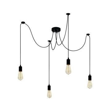 Klausen Rope SP4 fekete függesztett lámpa (KL114004) E27 4 izzós IP20
