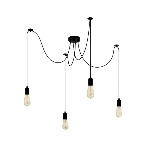 Klausen Rope SP4 fekete függesztett lámpa (KL114004) E27 4 izzós IP20