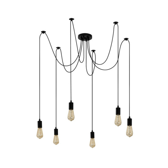 Klausen Rope SP6 fekete függesztett lámpa (KL116001) E27 6 izzós IP20