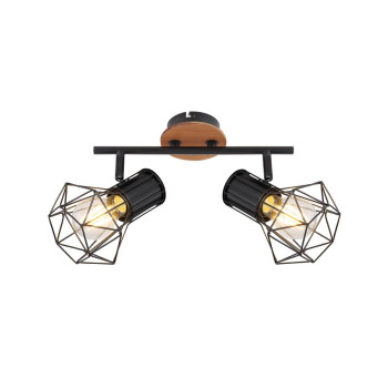 Klausen Skull AP2 fekete-barna mennyezeti lámpa (KL162018) E27 2 izzós IP20