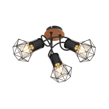 Klausen Skull PL3 fekete-barna mennyezeti lámpa (KL163017) E27 3 izzós IP20