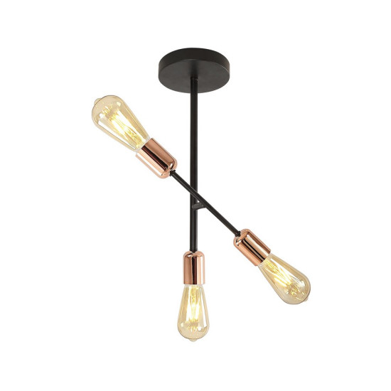 Klausen Straight 3 fekete-réz mennyezeti lámpa (KL103006) E27 3 izzós IP20