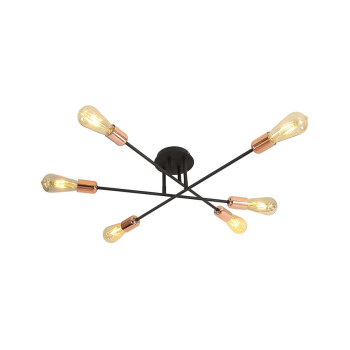 Klausen Straight PL6 fekete-réz mennyezeti lámpa (KL100008) E27 6 izzós IP20