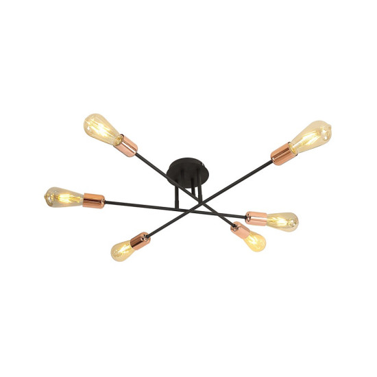 Klausen Straight PL6 fekete-réz mennyezeti lámpa (KL100008) E27 6 izzós IP20