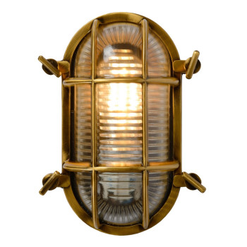 Lucide Dudley sárgaréz-átlátszó kültéri fali lámpa (LUC-11891/20/02) E27 1 izzós IP65