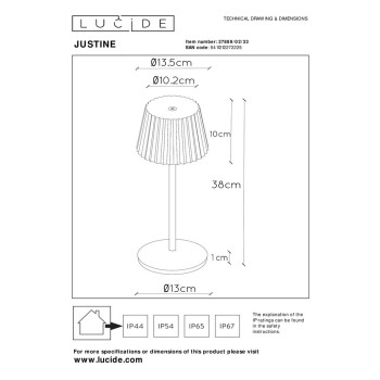 Lucide Justine zöld LED kültéri hordozható asztali lámpa (LUC-27889/02/33) LED 1 izzós IP54