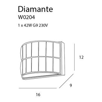 Maxlight Diamante króm-átlátszó fali lámpa (MAX-W0204) G9 1 izzós IP20