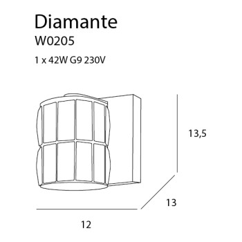 Maxlight Diamante króm-átlátszó fali lámpa (MAX-W0205) G9 1 izzós IP20