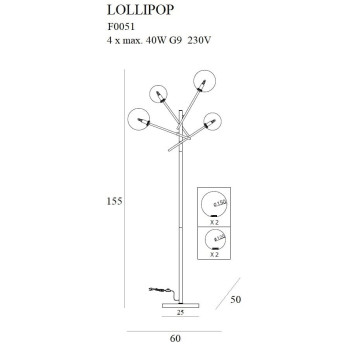 Maxlight Lollipop fekete-fehér állólámpa (MAX-F0051) G9 4 izzós IP20