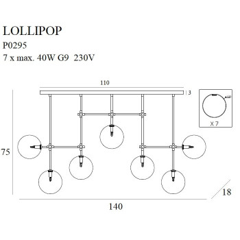 Maxlight Lollipop bronz-átlátszó függesztett lámpa (MAX-P0295) G9 7 izzós IP20