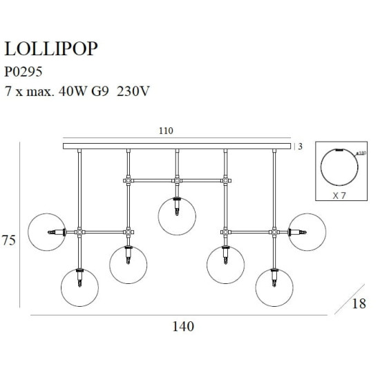 Maxlight Lollipop bronz-átlátszó függesztett lámpa (MAX-P0295) G9 7 izzós IP20