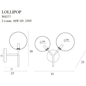 Maxlight Lollipop fekete-fehér falikar (MAX-W0277) G9 2 izzós IP20