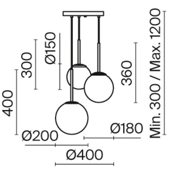 Maytoni Basic form fekete-fehér függesztett lámpa (MAY-MOD321PL-03B) E14 3 izzós IP20