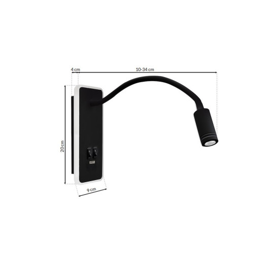 Milagro Base fekete LED fali lámpa  (MIL-ML63500) LED 1 izzós IP20