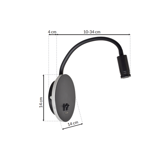Milagro Base fekete LED fali lámpa  (MIL-ML6354) LED 1 izzós IP20