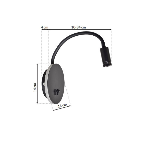 Milagro Base fekete LED fali lámpa  (MIL-ML6354) LED 1 izzós IP20