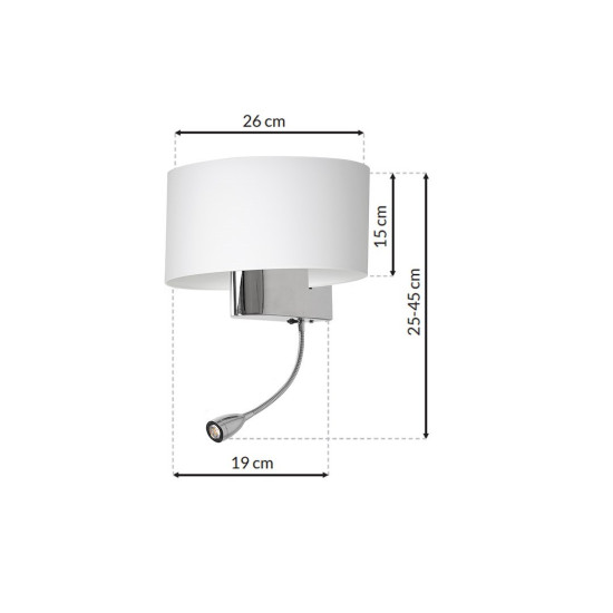 Milagro Casino fehér-króm fali lámpa (MIL-ML6372) E27+LED 2 izzós IP20
