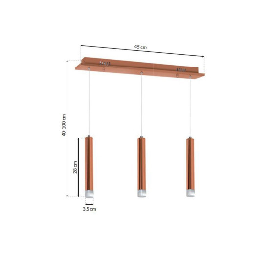 Milagro Copper réz LED függesztett lámpa (MIL-ML985) LED 1 izzós IP20