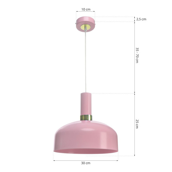 Milagro Malmo rózsaszín függesztett lámpa (MIL-MLP6199) E27 1 izzós IP20